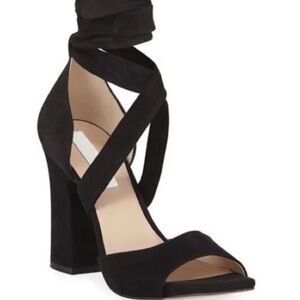 Karl Lagerfeld Racha Suede Ankle Wrap Sandals with Heels Ankle Tie Sandals